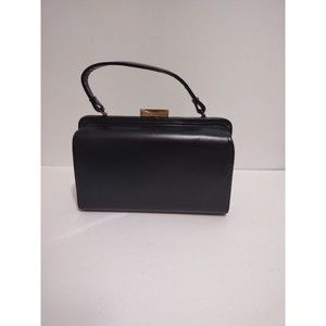 Creations By International Vintage 60s Black Clamshell Structured Womens Handbag